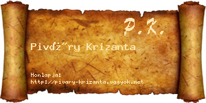 Piváry Krizanta névjegykártya